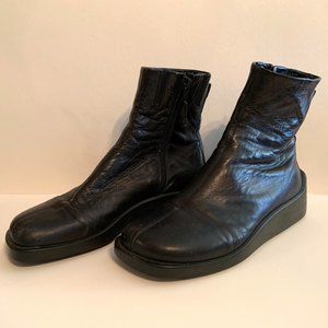 Donald J. Pliner Black Leather Moto Zip Booties Women's 8M